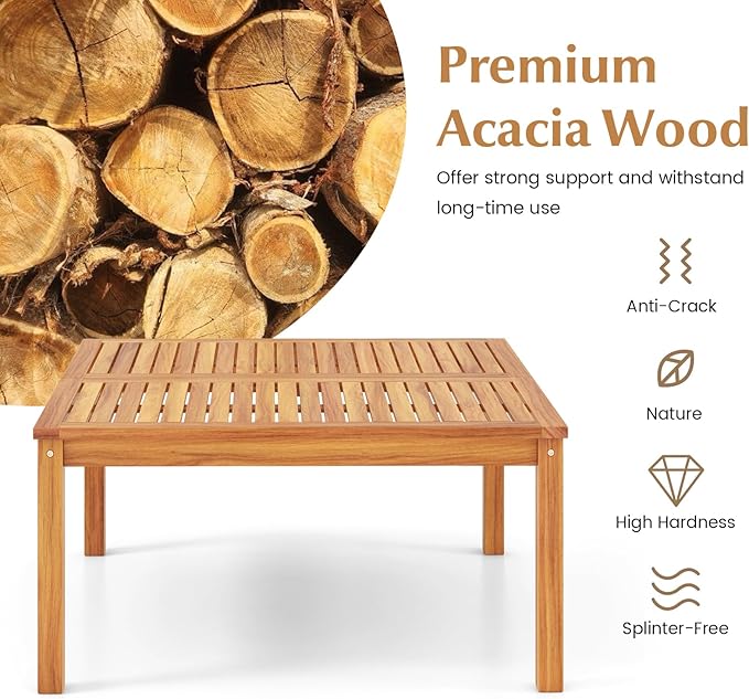 RELAX4LIFE Wood Outdoor Coffee Table - Image 4
