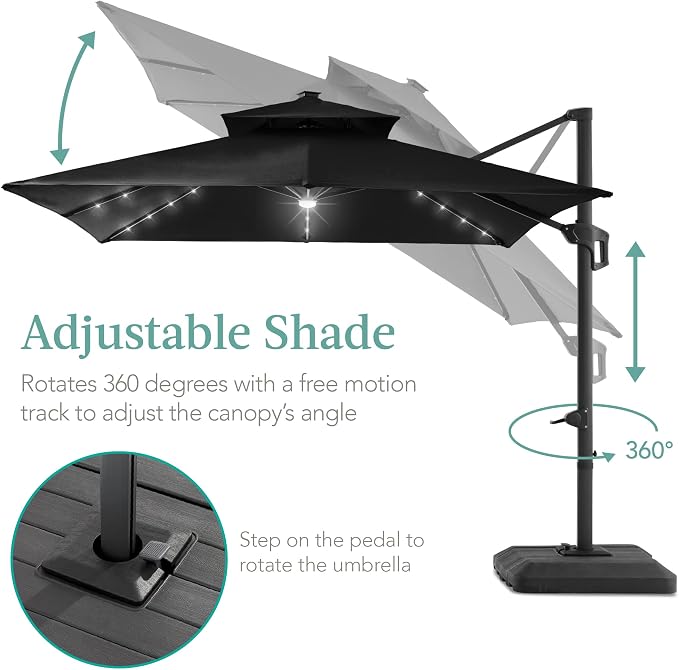 Best Choice Products 10x10ft Cantilever Patio Umbrella w/Base Included - Image 4