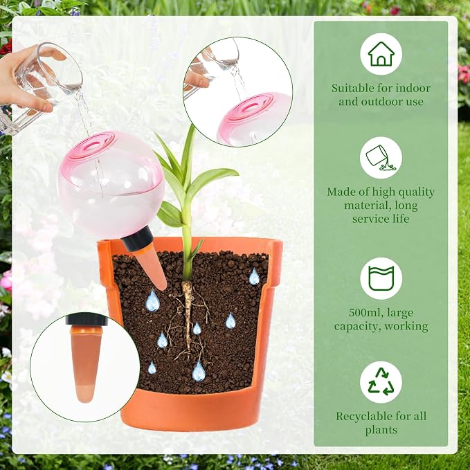 3pcs Large Plant Self Watering Globes, 17.5 oz Plastic Water Bulbs Top Fill - Image 4