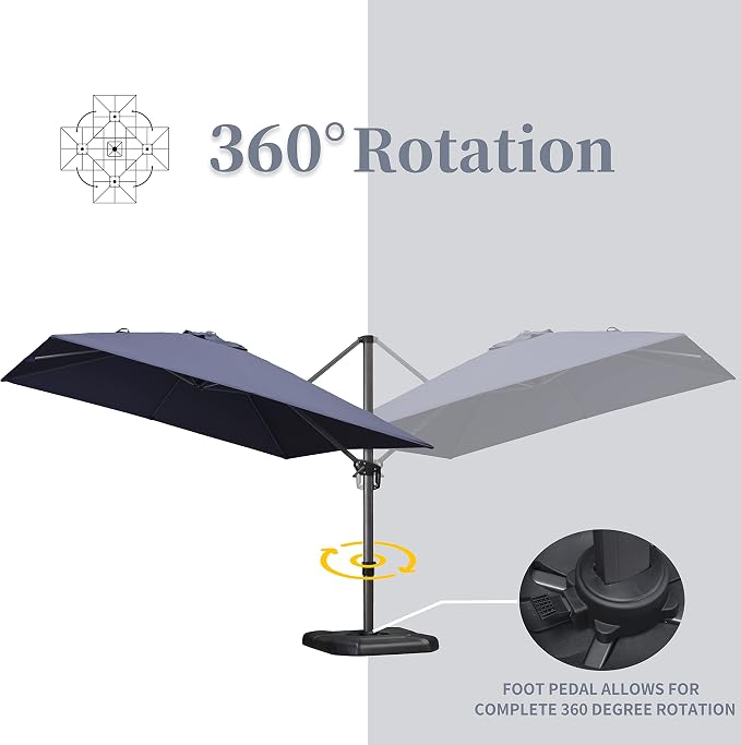 PURPLE LEAF 10' X 13' Patio Umbrella Outdoor Cantilever Rectangle Umbrella - Image 9