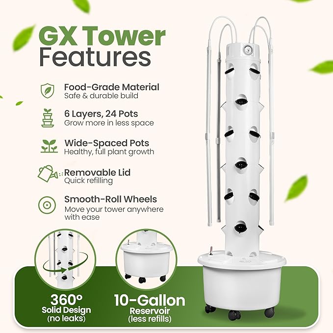 GX Hydroponic Tower | Vertical Planter Tower | Hydroponics Growing System Kit | - Image 4