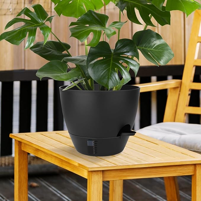 Self-Watering Plant Pots with Water Level Indicator, Drainage Holes & Saucers – - Image 4