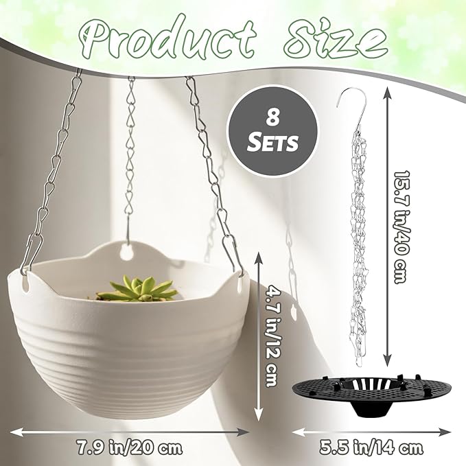 Bvrbaory 8 Pack Hanging Planter Pots, Self-Watering Flower Pot - Image 2