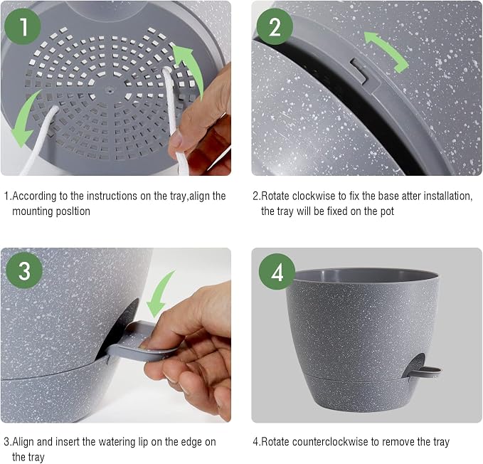 12inch 2Pack Large Self Watering Planters, Plastic Plant Pots - Image 4