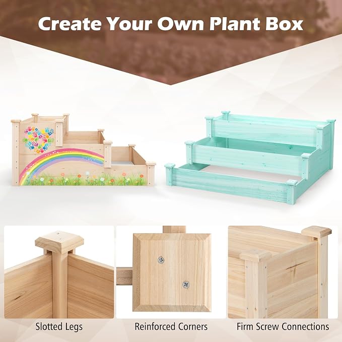 Giantex 3-Tier Raised Garden Bed, Tiered Planter Box w/Open-Ended Base - Image 5