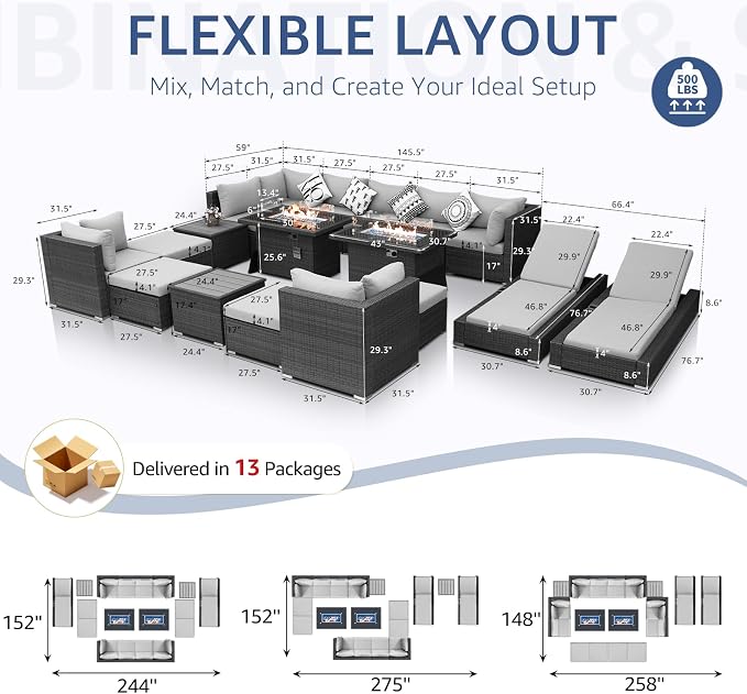 NICESOUL 18 Piece Patio Furniture Set - Image 3