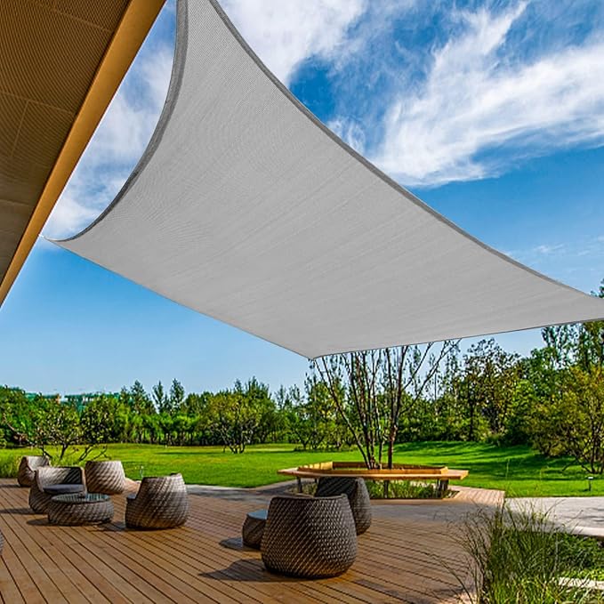 KANAGAWA Sun Shade Sail Curved 20'X26' Grey Rectangle Outdoor Shade Cover UV by KANAGAWA