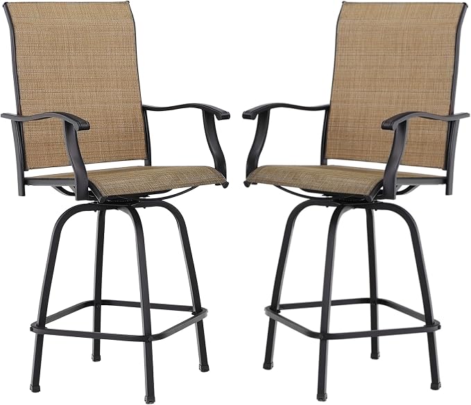 MFSTUDIO Outdoor Bar Stools Set of 2, Swivel Bar Height Patio Chairs Outdoor by MFSTUDIO