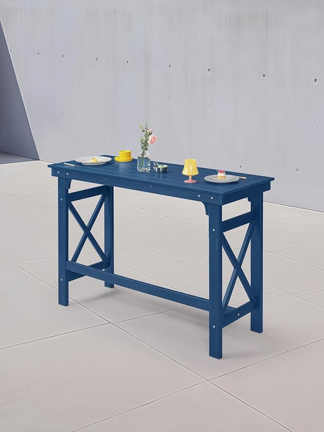 HDPE Outdoor Bar Table, Outdoor Counter Height Table Adirondack Patio Bar - Image 8