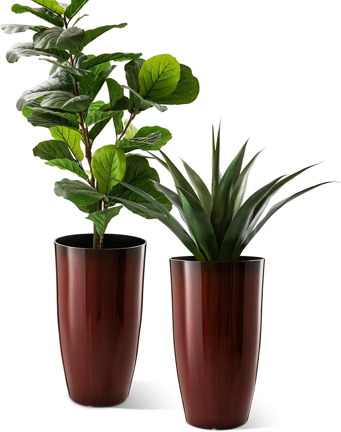 Glitzhome 23.5" H Oversized Tall Planter, Gradient Red Faux Ceramic Finish - Image 9