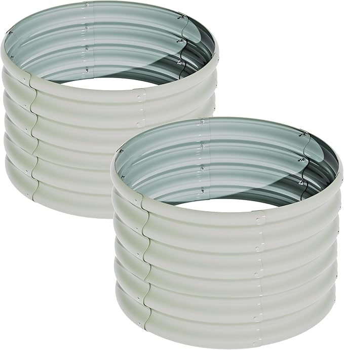 2x2x1.5ft-2pcs-Oval Raised Garden Bed Kit, Galvanized Planter Garden Boxes by kingddeergardenbed