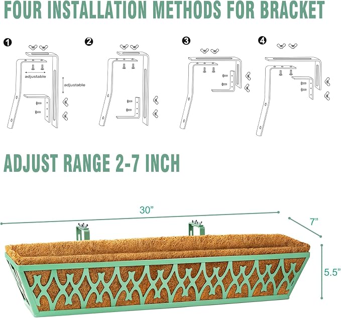 2 Pack 30 Inch Window Boxes Planters Railing Planter Box - Image 5