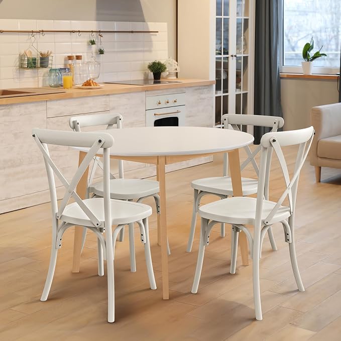VINGLI Plastic Outdoor Dining Chairs Set of 2, Stackable Patio Cream White - Image 4