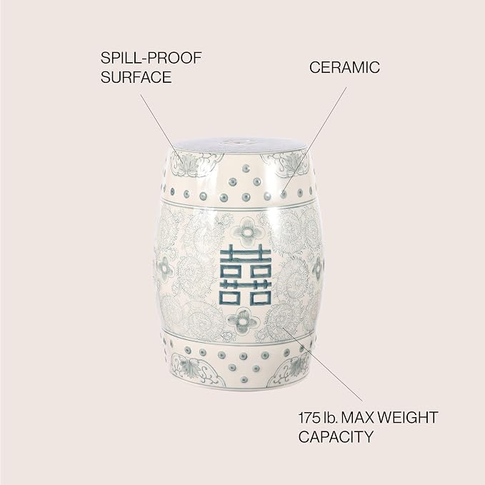 JONATHAN Y TBL1013C Double Happiness 18" Chinoiserie Ceramic Drum - Image 5