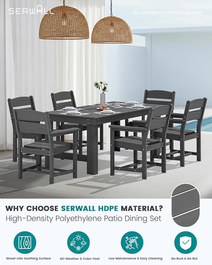 SERWALL HDPE Outdoor Dining Chair, Patio Dining Chair - Image 4
