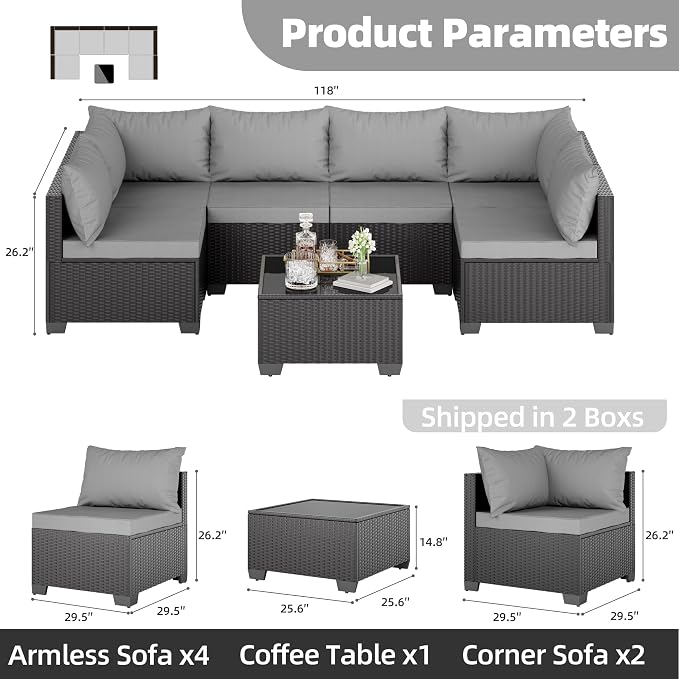 Skyfish 7 Pieces Patio Furniture Sofa - Image 2