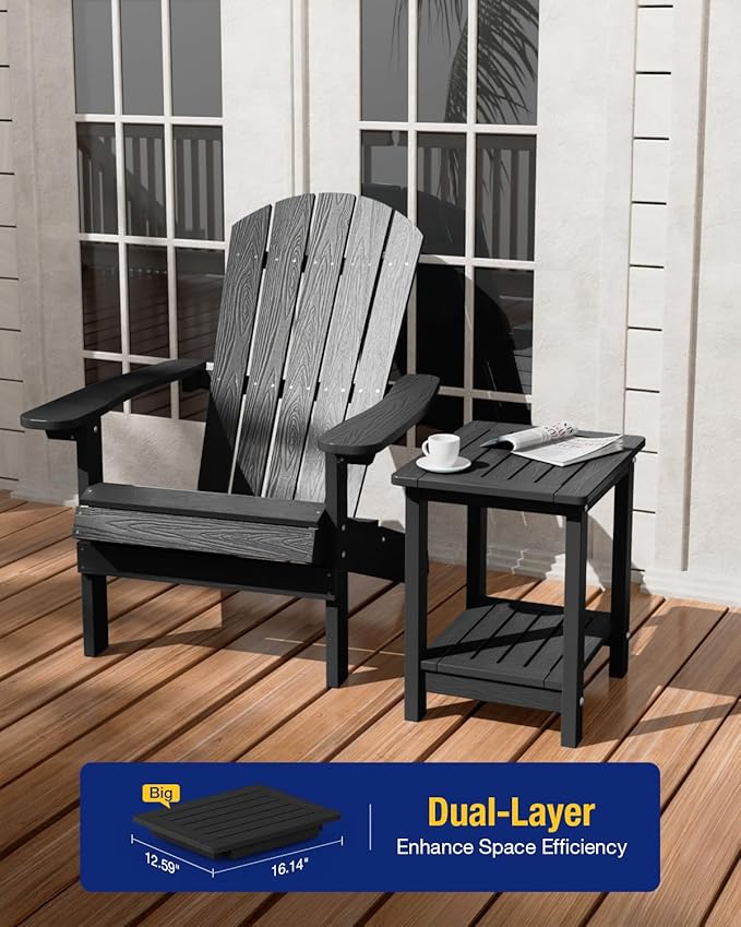 YEFU Outdoor Side Table for Patio: 16" HIPS Weather - Image 4