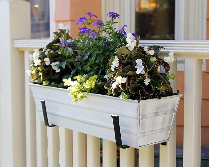 Achla Designs Galvanized Window Flower Box Planter-Cape Cod White-Small - Image 6