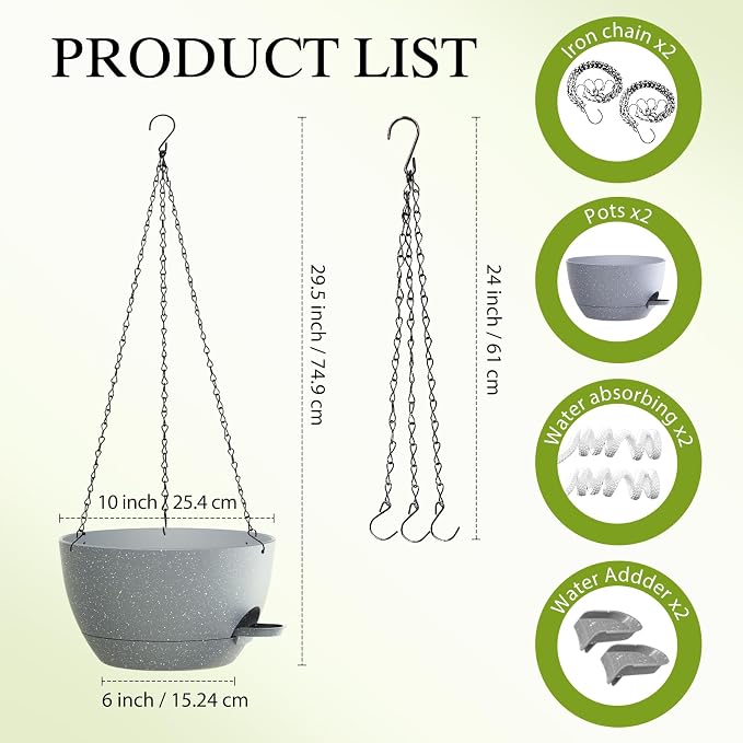 10 Inch Hanging Baskets 2 PC - Image 2