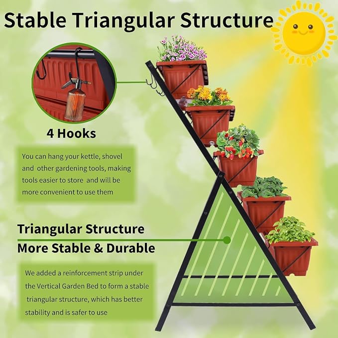 Homdox 2 Pack Vertical Garden Bed, 5 Tiers Vertical Raised Garden Planter - Image 4