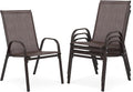 Outdoor Stackable Chairs Set of 4, Stacking Patio Chairs by Villeston