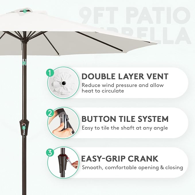 JEAREY 9FT Outdoor Patio Umbrella Outdoor Table Umbrella - Image 2