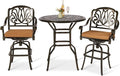 VIVIJASON 3-Piece Patio Swivel Bar Stools Set, All Weather Cast Aluminum by VIVIJASON