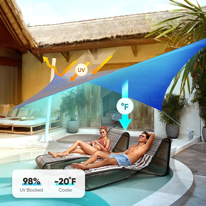 Quictent 12x16ft Rectangular Sun Shade Sail 185G HDPE Canopy 98% UV Block - Image 8