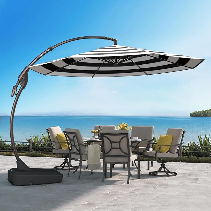 Grand patio 12FT Outdoor Round Offset Umbrella Large Patio Aluminum Cantilever by GrandPatio