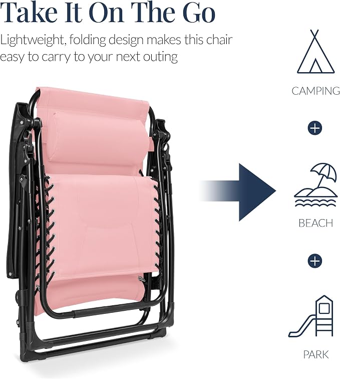 Best Choice Products Oversized Padded Zero Gravity Chair, Folding Outdoor Patio - Image 5