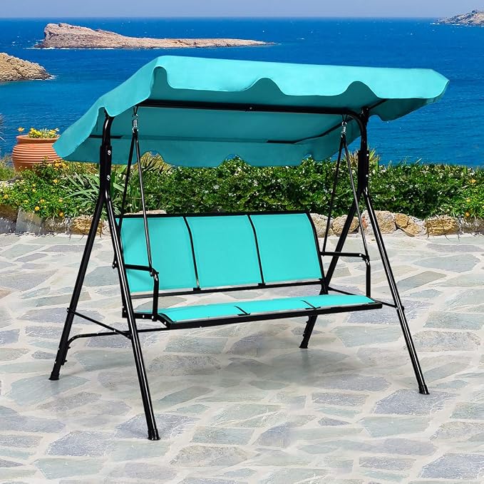 TANGKULA 3 Person Patio Swing, Steel Frame - Image 4
