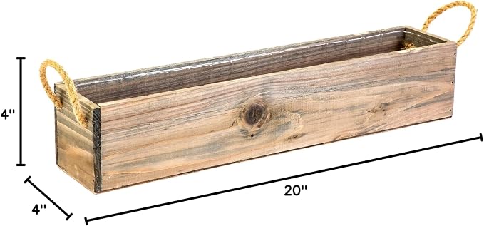 20" Rectangular Rustic Wood Planter - Image 7
