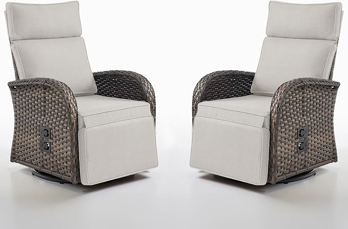 Belord Dual-Adjust Outdoor Swivel Recliner Chair – Reclining Patio Chair by Belord