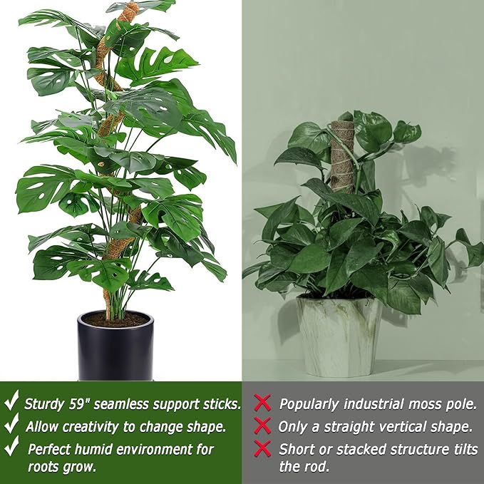Moss Pole for Plants Monstera, 59 Inch Tall Bendable Moss Poles for Climbing - Image 5