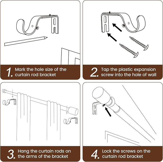 1” Diameter Curtain Rods Itself is 30 to 60 inch 1 Pack Fit 30-54 inch Window - Image 5