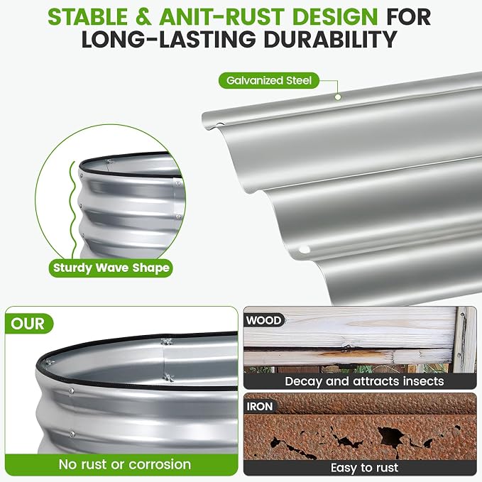 Galvanized Raised Garden Bed Outdoor 24'' Deep | Oval Metal Garden Beds - Image 6