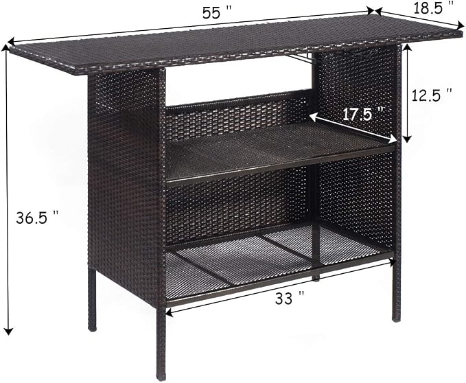 ReunionG Outdoor Wicker Bar Patio Rattan Counter Table - Image 7
