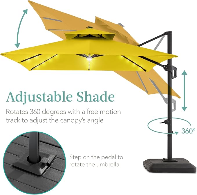 Best Choice Products 10x10ft Cantilever Patio Umbrella w/Base Included - Image 4