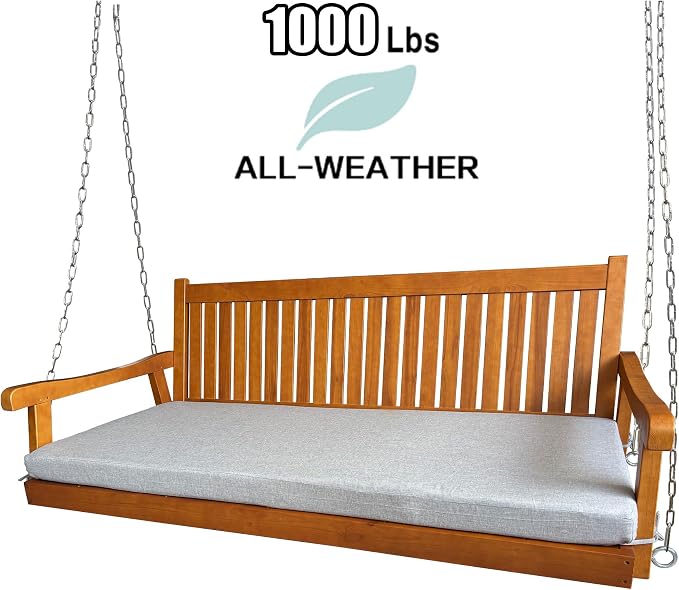 6 FT Wooden Porch Swing Bed - Image 2