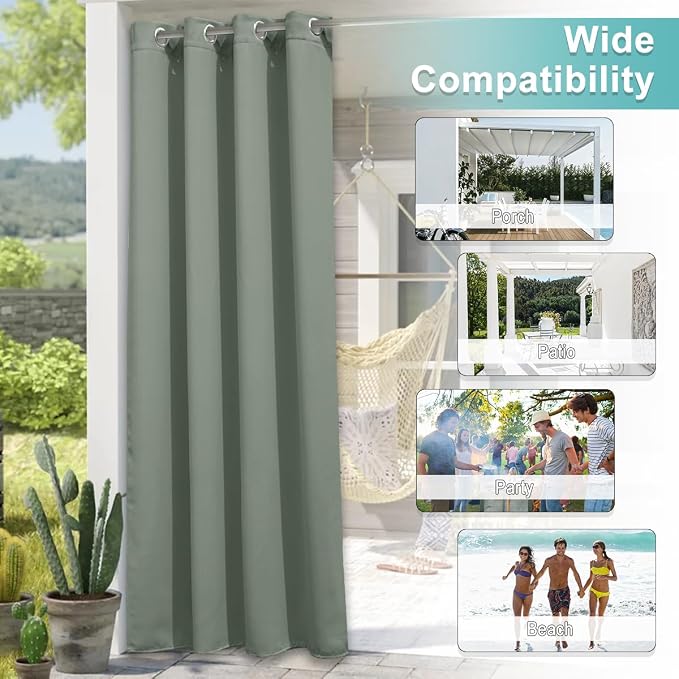 NICETOWN Sage Green Blackout Outdoor Curtains - Image 5
