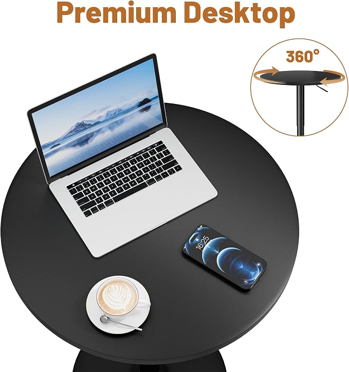 Flamaker Round Bistro Pub Table 23.6 Inch Height Adjustable 360° Swivel Bar - Image 5