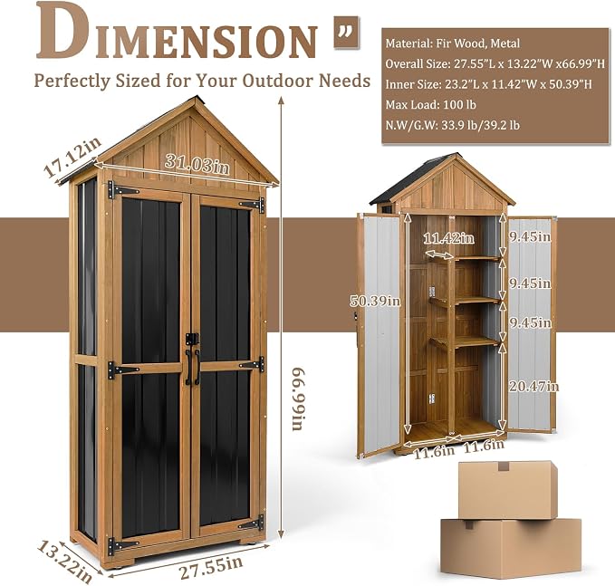 PetsCosset Outdoor Storage Cabinet Waterproof, Outdoor Storage Shed - Image 2