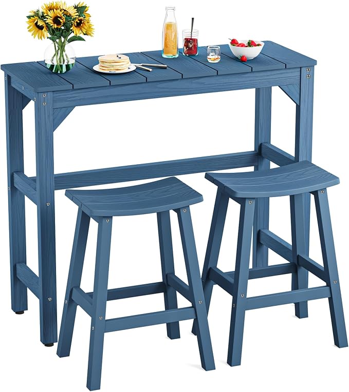 3 Piece Outdoor Bar Set, Poolside and Bistro, Weatherproof by LAHAAP