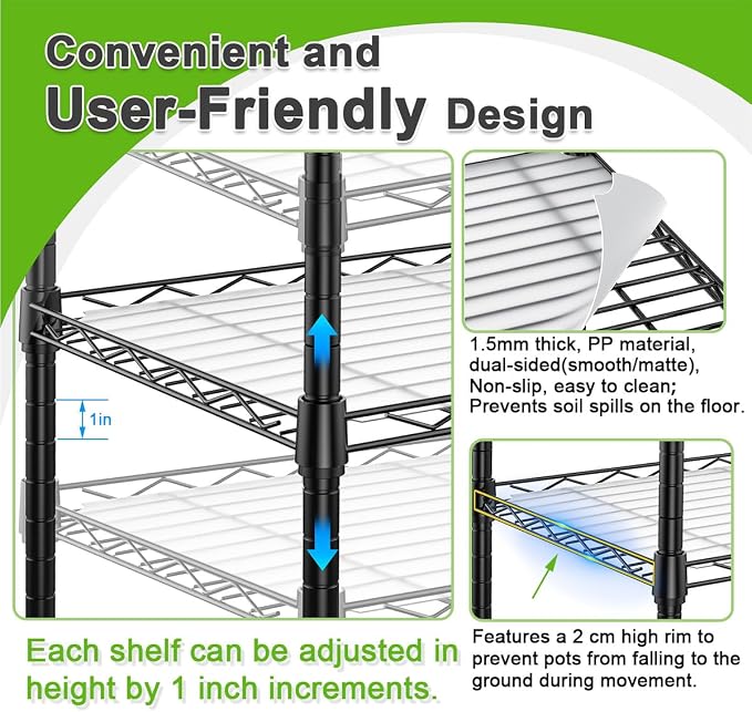 Abimars 5-Tier Greenhouse with Caster Wheel, Each Shelf Height Adjustable Metal - Image 3