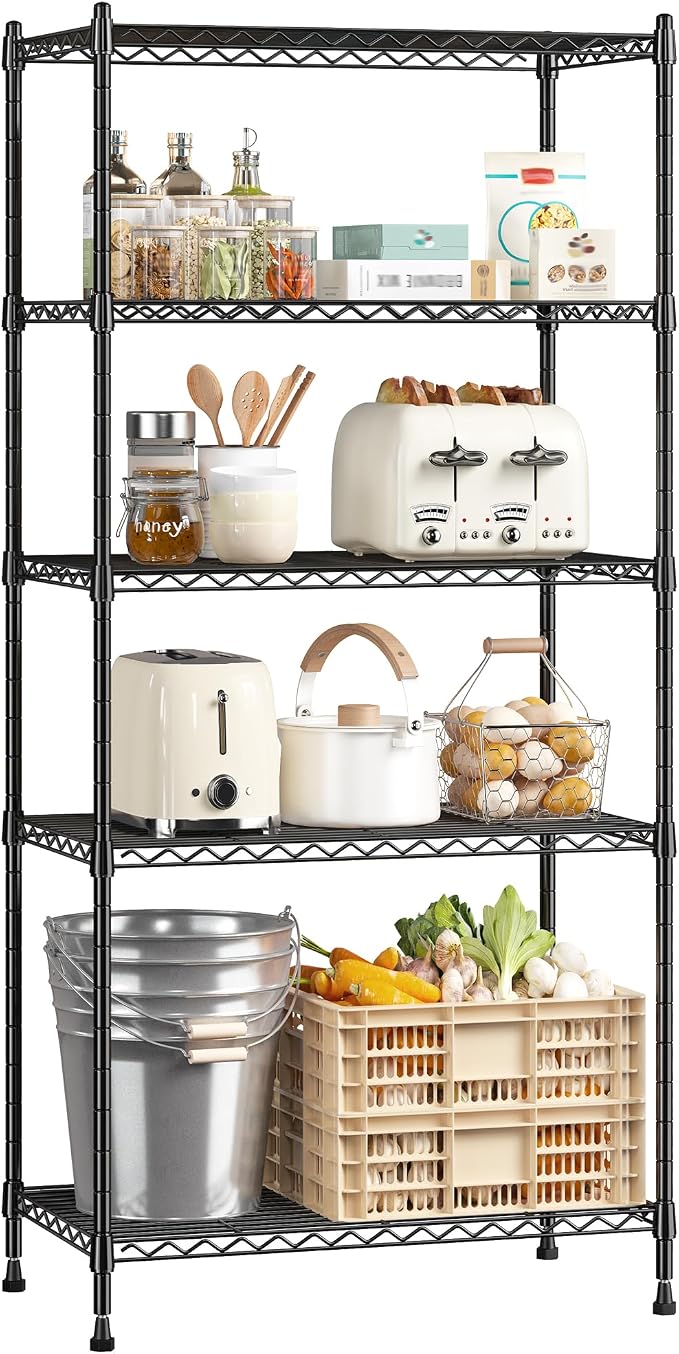 5-Tier Shelf 1010LBS Storage Shelves Adjustable Wire Shelving Metal Shelving by Romorgniz