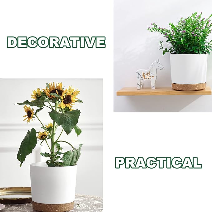 kubvici 2 Pack 8 Inch Planters for Indoor Plants, Plastic Flower Pots Plant - Image 8