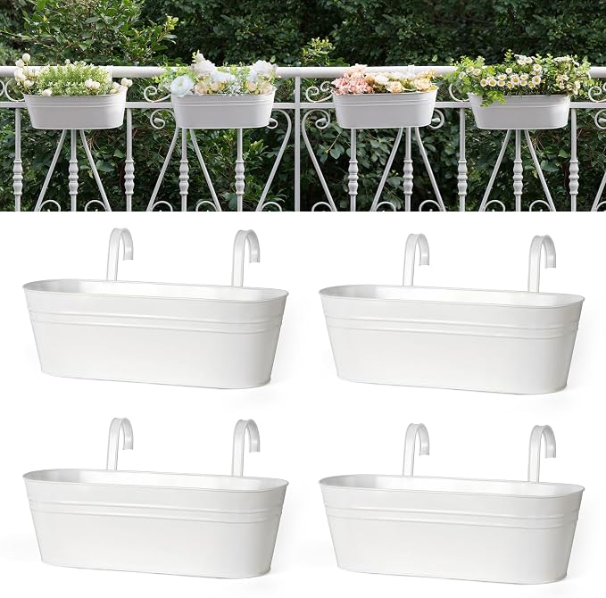 Dahey 4 Pcs Metal Iron Hanging Flower Pots by Dahey