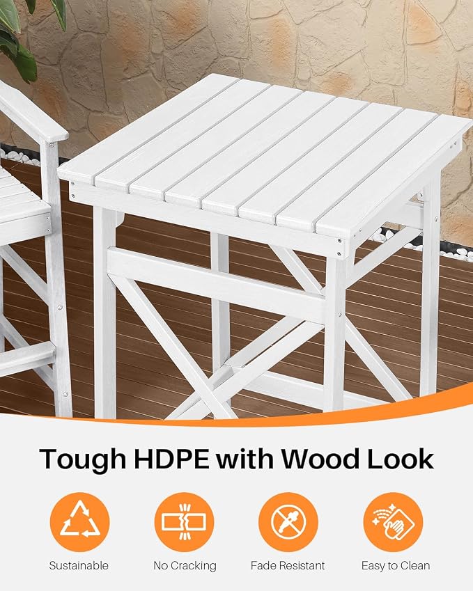 5 Pieces Adirondack Bar Chairs Set, HDPE Patio Bar Height Table and Chairs - Image 5