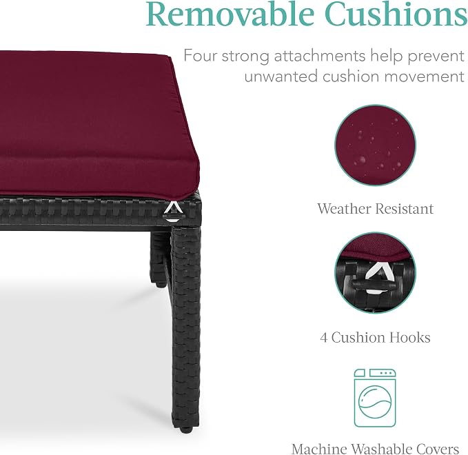 Best Choice Products Set of 2 Wicker Ottomans, Additional Seating, Side Table - Image 6