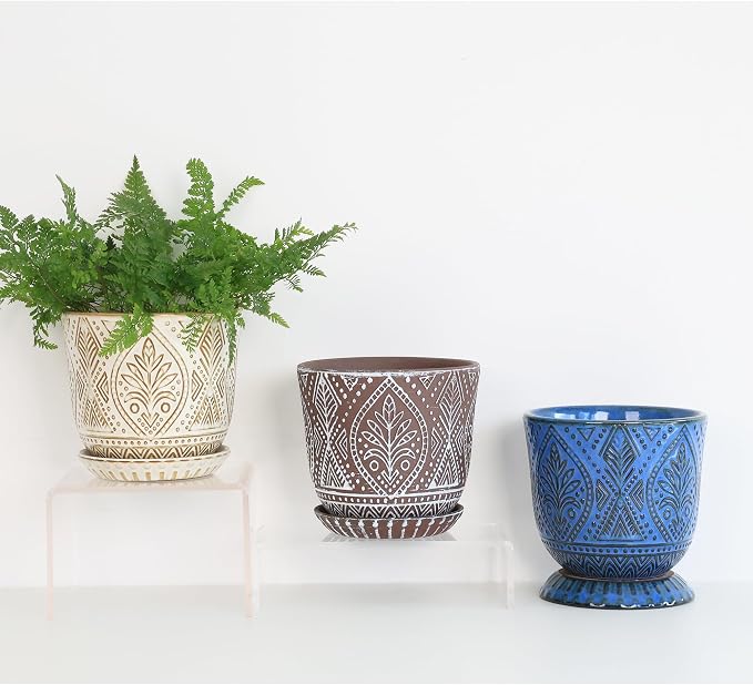 Gepege Beaded Ceramic 6 Inch Planter Set of 2 - Image 7